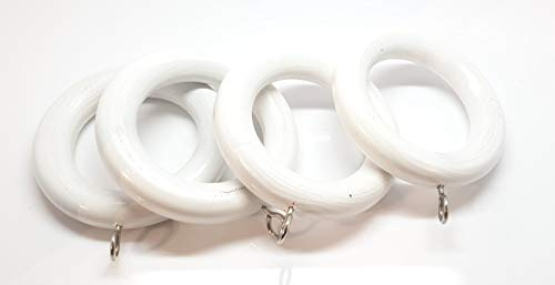 HomeElabador Ganci ad Anello per Tende in Legno con Occhielli, 12 Pezzi, Diametro Interno 38 mm, Bianco
