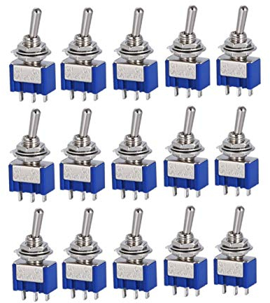 JZK 15 Pieces AC 125V 6A ON-ON 3 pins 2 Position Mini Toggle Switch SPDT