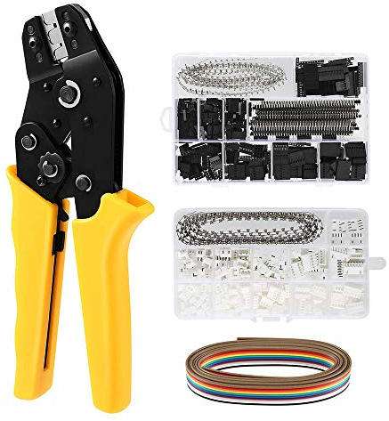 Multifuncional Herramientas de Crimpadora con 1550 PCS Pins Macho, Hembra Conector 0.1-1.0mm² y 460pcs 2.54mm JST-PH Pin Macho/Hembra JST Conector Cable Enchufe Adaptador Set Ahorrar esfuerzo