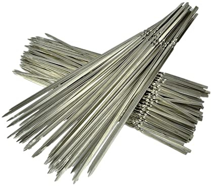 Bayli 50 pinchos para barbacoa de acero inoxidable, pequeños pinchos para brochetas, 33 cm, inoxidable, pinchos para carne para fogatas, barbacoas, accesorios para barbacoa