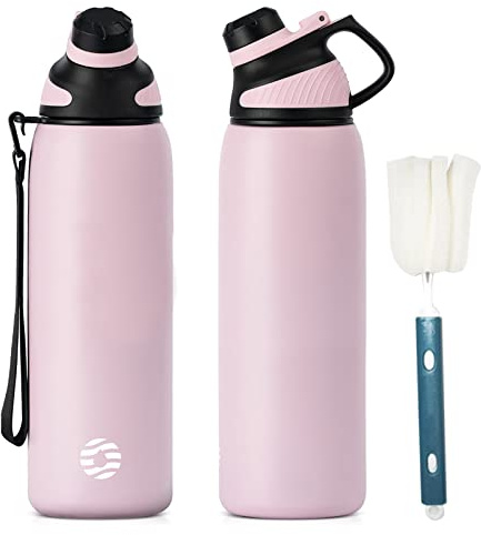 Fjbottle Edelstahl Trinkflasche Sport mit Magnetischem Deckel 1L, 800ml, 600ml, 400ml BPA-Frei Auslaufsichere Kinder Flasche - Kohlensäure geeignet 1500ML Wasserflasche Thermo für Schule, Fitness