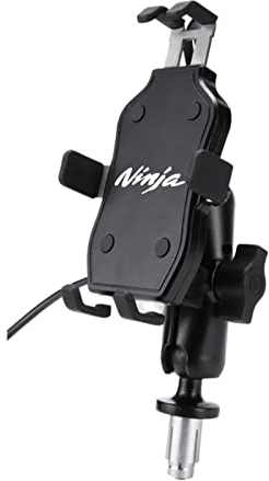 SDJY Handyhalter für Kawasaki Ninja 400 ZX-6R ZX-10R ZX-14R Motorrad GPS Navigationsrahmen Handyhalterung NINJA400 USB (Color : A Logo Ninja USB)