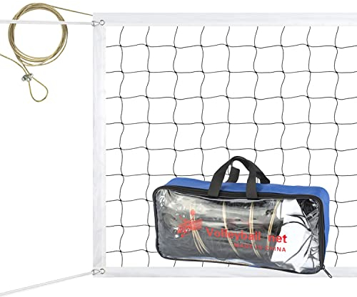 Rete da pallavolo professionale, rete da pallavolo all'aperto resistente, rete da pallavolo da cortile 9,5 x 1 m con fune metallica per aerei, rete da pallavolo portatile per piscina spiaggia giardino