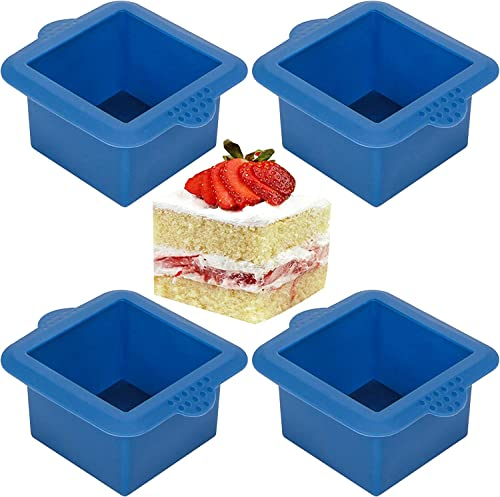 Webake Mini molde cuadrado de silicona de 7,6 cm para hornear, 4 moldes para tarta de queso, molde de jabón para pasteles pequeños, magdalenas, cupcakes, jabón, gelatina