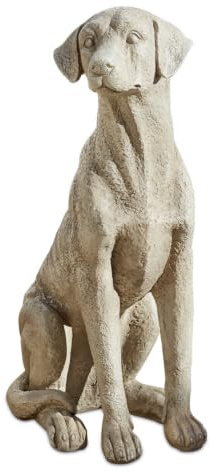 Loberon Deko-Hund Elliot, detailreiche Jagdhund-Nachbildung, edle Tierskulptur, anmutiges Design, Dekoration, Tierfiguren, Polyresin, antikweiß