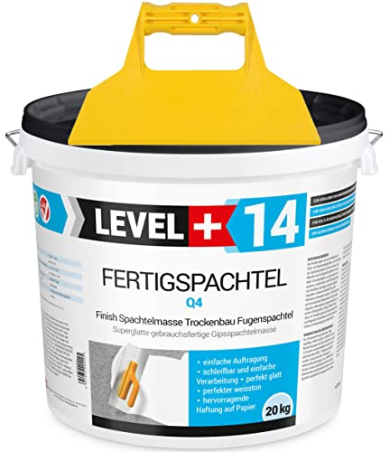 Fertigspachtel Spachtelmasse 20 kg Glättspachtel Fugenspachtel Reinweiss | Weiß + Kunststoffspachtel ohne Zahnung Set RM14