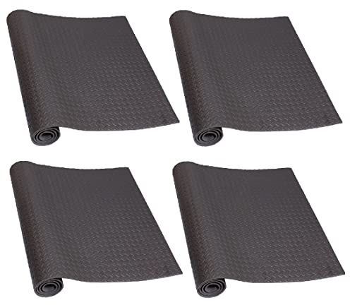HD Fitness 4er-Set EVA Unterlegmatte für Fitnessgeräte rutschfest und schalldämmend mit Bändern | GRAU 200 x 100 cm, Stärke 0.7 cm