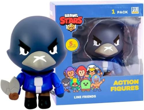 Brawl Stars Figura de acción Crow | Figura de Juguete Coleccionable de 4.5 Pulgadas de Alto | P.M.I. Juguetes con Licencia Oficial | Supercell | Regalo para Videojuegos | Figura articulada