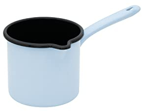 Riess, 0285-028, Schnabeltopf mit Stiel Ø 12cm, BACKEMAILLE BLAU, Emaille, Vol. (rec.): 1,2 Liter, Made in Österreich, LBH: 25,1x15,1x13,3cm, 0,476kg, Induktionskocher kompatibel, Gasherd geeignet