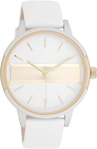 Oozoo Timepieces Damen Uhr in Weiß Gold| Armbanduhr Damen mit Lederarmband | Hochwertige Uhr für Frauen| Edle Analog Damenuhr in rund C11150