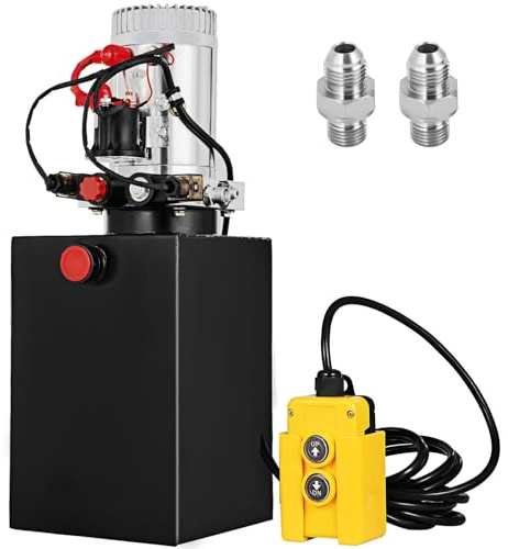 VEVOR Bomba hidráulica de remolque de doble acción, unidad de potencia hidráulica de 12 V CC, con tanque de metal de 11,4 L, unidad hidráulica de 3200 PSI, para camión de auxilio elevador de remolque