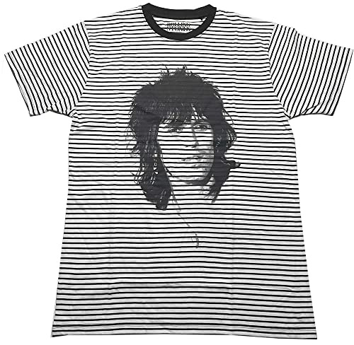 Rolling Stones Keith - Maglietta Ufficiale a Righe, Unisex, Colore: Bianco e Nero, Bianco, L