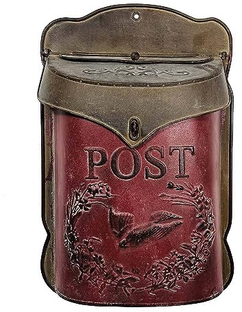 zeitzone Briefkasten Post Zink Rot Postkasten mit Brieftaube Vintage Landhausstil