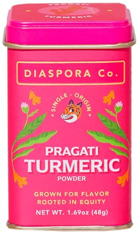 Diaspora Spice Co. Pragati Turmeric Powder – Single-Origin Heirloom Turmeric from India, High Curcumin (5.2%), Fresh Harvest Spice for Cooking, Golden Milk & Lattes (48g)