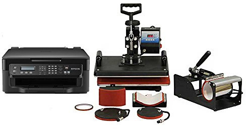5 in 1 Combo Heat Press with Printer Sublimation Blanks & Heat Tape Business Bundle