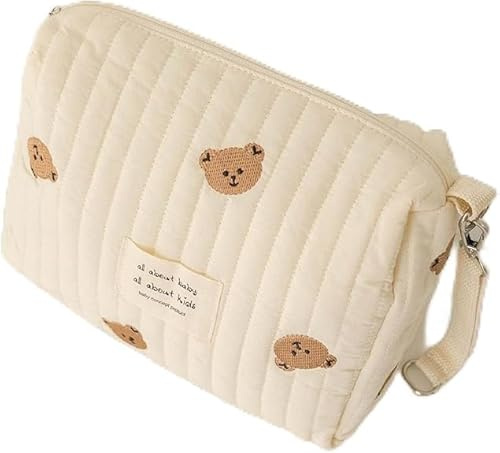 Trousse à Langer Bebe Trousse de Toilette Maman et Bebe Petit Sac à Langer Bébé Garcon Fille Grande Capacité Ours Coton Pochette Portable Cadeaux pour Maternité Ami