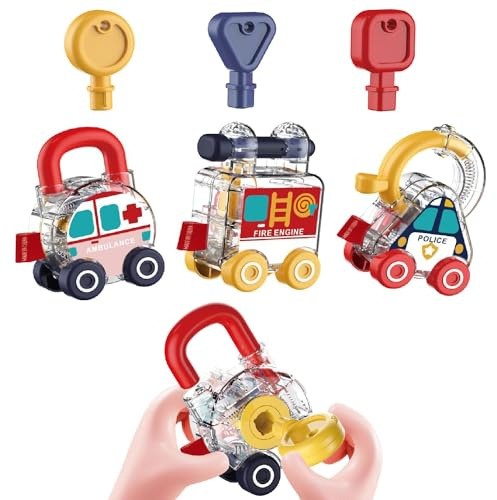 ENIKMOSD Auto Spielzeug mit Schloss und Schlüssel, Montessori Spielzeug für Baby Kinder ab 18 Monate,Lernspielzeug Sensorik Motorikspielzeug Schlüssel Spielzeug Reisen Geschenk für Junge Mädchen
