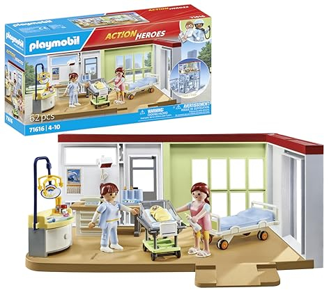 PLAYMOBIL Action Heroes 71616 Entbindungsstation, zu über 80 % aus recycelten und biobasierten Materialien, detailreiches Spielzeug für Kinder ab 4 Jahren