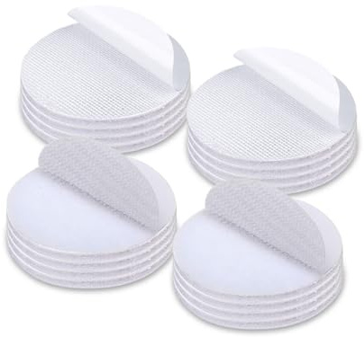 Rusoz Klettband Selbstklebend Extra Stark Rund, 20 Paare Klettpunkte Selbstklebend Weiß mit 3.8cm Durchmesser Ideal für Klebefolie, Bücher und Hochwertige Klettpunkte für jede Anwendung