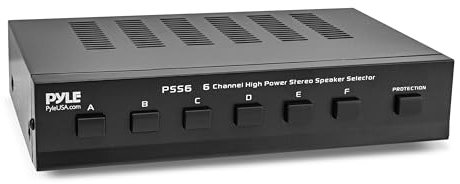 Pyle Lautsprecher Umschaltbox 200 Watt – 6 Zonen Lautsprecher-Verteiler für Stereo Verstärker – Passiver Multiroom Umschalter mit A/B/C/D Schaltern – HiFi Switch Box für bis zu 6 Lautsprecherpaare