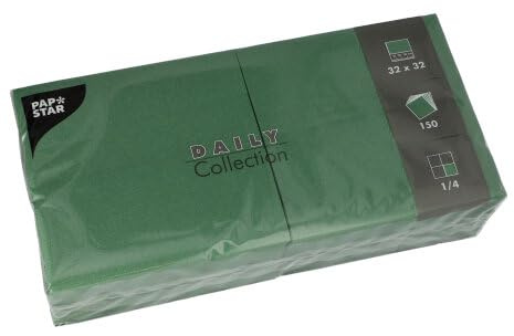 PAPSTAR 150 Servietten 'Daily Collection' 1/4-Falz 32 cm x 32 cm dunkelgrün