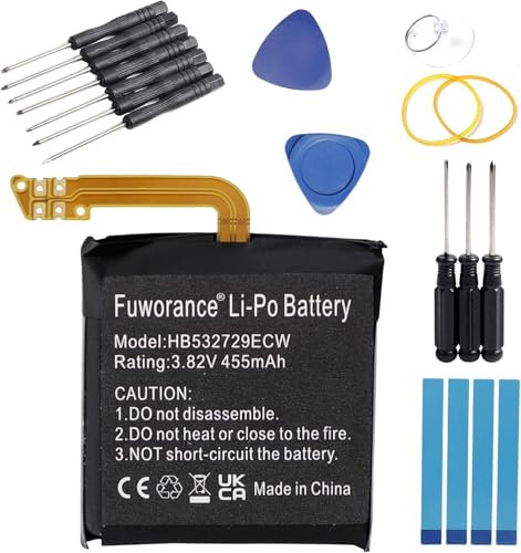 Fuworance 455mAh 3.82V HB532729ECW Replacement Battery Compatible with Huawei GT2 46mm, GT2 Pro, Magic Watch 2 46mm, MNS-B19 Smartwatch Li-Po Battery 1.80Wh with Repair Tool