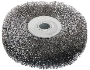 1 Stück Stahldraht-Radbürsten 4/5/6 flache Ausführung für Doppelschleifer, Polier-Schleifwerkzeug zum Entrosten von Metall und Entgraten von Holz, 95 x 10 mm, 1 Stück