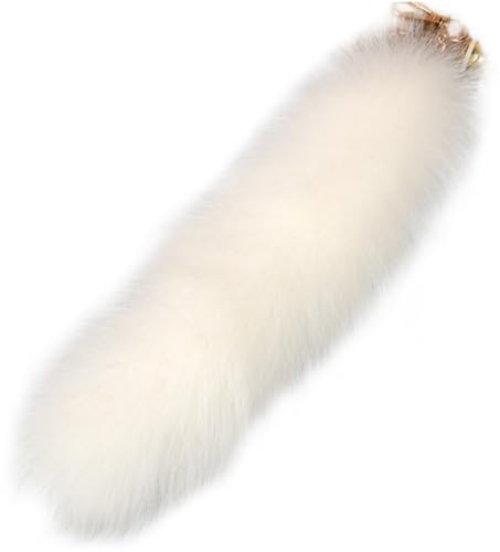 Faux Fur Tail 15.8 '' Fuchsschwanz, weicher Kunsttier -Schwanzschlüsselschüttler flauschiger Therianer Schwanz Anhänger Langer Fuchs Schwanz Schlüsselbund für Handtaschen -Rucksack, Kunstpelzschwanz