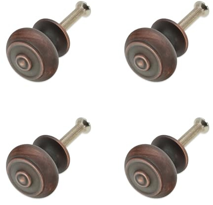 Infinity Decor Bloxwich Lot de 4 boutons de placard en laiton massif de style traditionnel Bronze vieilli 30 mm – Idéal pour les portes de tiroirs d'armoires