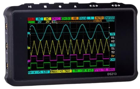 Aiciyimo Mini Oscilloscope Numérique DS213 100 M Sa/S 15 MHz Oscilloscope de Poche 4 Canaux Oscilloscope USB Multimètre Affichage LCD