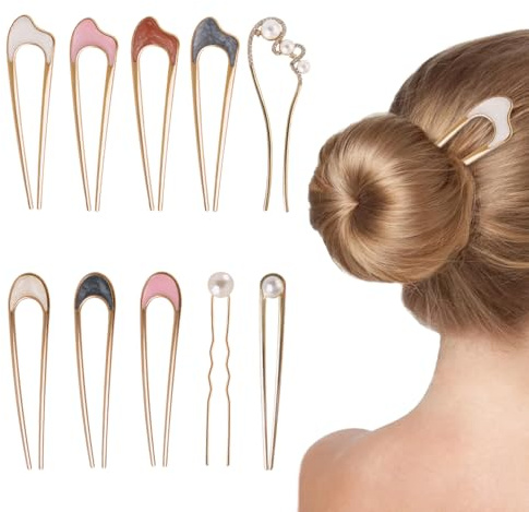 SITAKEGS Metall U-förmige Haarnadeln, 10PACKS Französische Chignon Pins