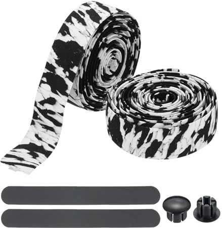 PATIKIL Cinta Para Manillar De Bicicleta 2 Rollos Cinta Para Empuñadura De Bicicleta De 6.6 Pies Espuma EVA De Alta Elasticidad Envoltorios Para Manillar De Ciclismo Cómodos Negro-Blanco