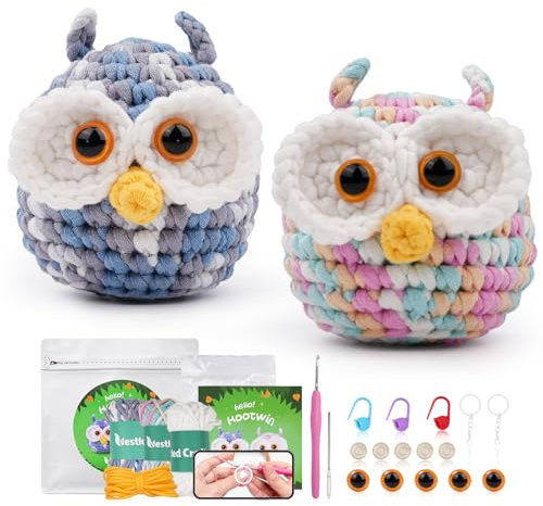 LetCart Anfänger Häkel Starter Kit, Komplettes Häkelset mit Schritt-für-Schritt-Video-Tutorials, Häkeln - Geschenk für Geburtstage, ideales DIY-Geschenk für Bastelliebhaber (Eule)