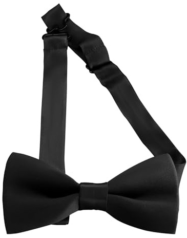 DAISYSILK 100% Silk Adjustable Pre-Tied Bow Tie for Men & Boys, Solid Classic Tuxedo Bowtie (Black)