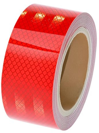QWORK® Cinta Reflectante Adhesiva Roja 10M x 5CM - Impermeable, Autoadhesiva y de Alta Visibilidad para Vehículos y Señalización