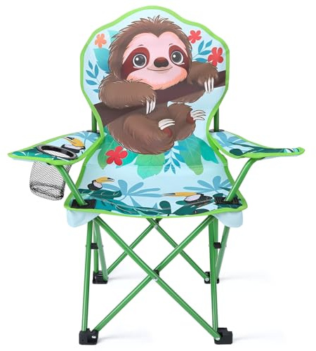 Halinuia Silla de camping para niños con soporte para bebidas, silla plegable para exteriores, silla plegable portátil, silla de jardín para niños, fuerte y estable, silla de camping infantil para