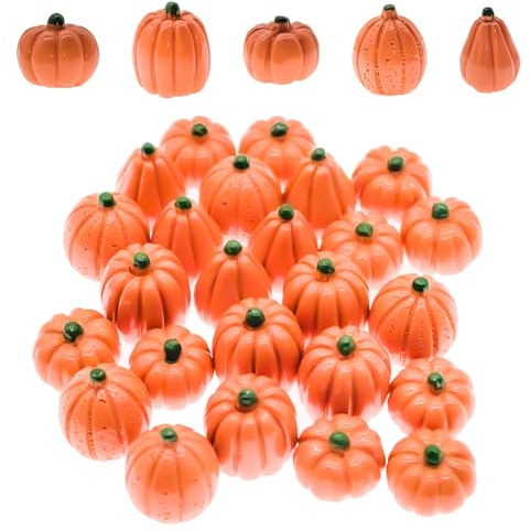 Tuxuzal 30 Stück Kleine Kürbis Deko Herbstdeko Kürbisse Ornamente Halloween Deko Herbst Plastik Kürbis Dekoration Künstliche Kürbisse für Thanksgiving Halloween Weihnachten