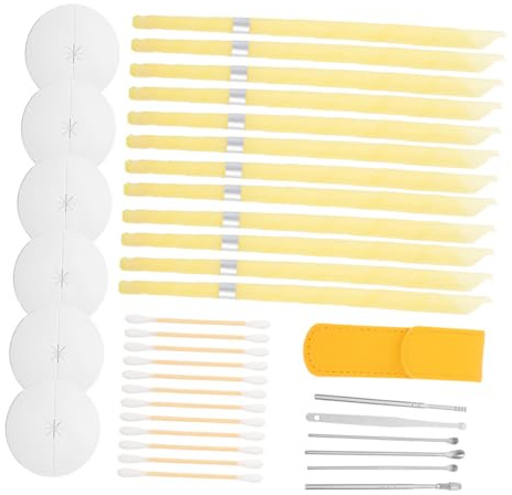 Homoyoyo 2sets Candele per Rimozione Cerume con Disco Protettivo Materiale Solido Design Corno per Uso Adulto Aromaterapia Rilassante Kit per Pulizia Orecchie Casa e Professionale