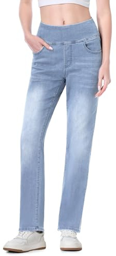 Chasehot Jeans Donna Vita Alta, Pantaloni Elasticizzati Modello Sigaretta Jeggings Curvy Bootcut Gamba Diritti Casual Push Up con 4 Bolsillos Pantalones De Mezclilla Blu Islanda,31-M