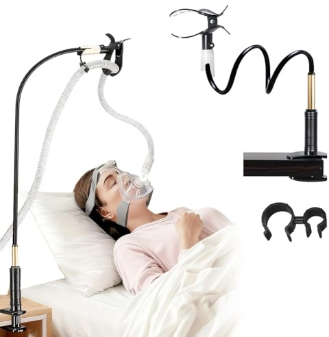 CPAP Schlauchhalter Aufhänger, CPAP Schlauchheber und Schlauchunterstützung, mit 1 Schlauchschellen, CPAP-Zubehör Verhedderungsfreie Aufhängung zur Reduzierung von Leckagen und Verwicklungen