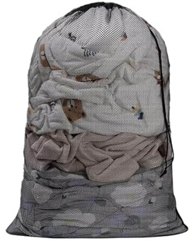 YAWYO Sacco per Bucato in Rete 20 * 24 Pollici, Grande Sacco per Lavatrice con Chiusura a Cordoncino per casa, Hotel, dormitorio, Appartamento o Viaggio (Nero)