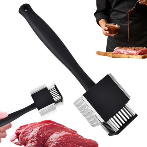Genérico Mazo Ablandador De Carne - De Cocina 2 En 1 En Acero Inoxidable | Ablandador Multifuncional | para Cocina Casera Y Profesional Carnes De Pollo Cerdo Res