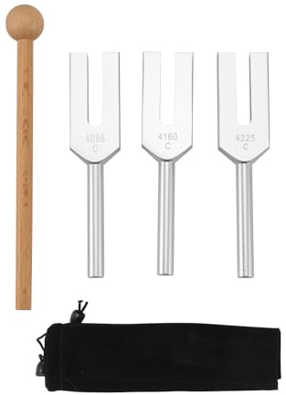 Aboiledy Stimmgabelsatz 4096 Hz 4160 Hz 4225 Hz Stimmgabelsatz Stimmgabel mit HolzhäMmern und Stofftasche Style 2
