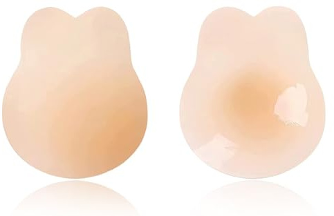 Silicone Cache Tétons Réutilisable Auto-adhésif Couvre Mamelon Seins Invisible pour Robe de Soirée Robe de Mariée Maillot de Bain et Vêtements Dos-Nu