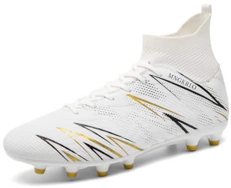 LAZAZAFI Scarpe da calcio da uomo Outdoor Spike Tacchetti Scarpe da calcio Astro Turf Formatori Professionali Atletica Sneakers Adolescenti Competizione Sport Futsal Scarpe, bianco, 39 2/3 EU