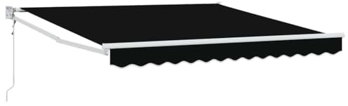 hliofuir Toldo con brazo articulado, negro, 300 x 250 x 165 cm, toldo retráctil de poliéster para terraza y jardín, protección solar para exteriores