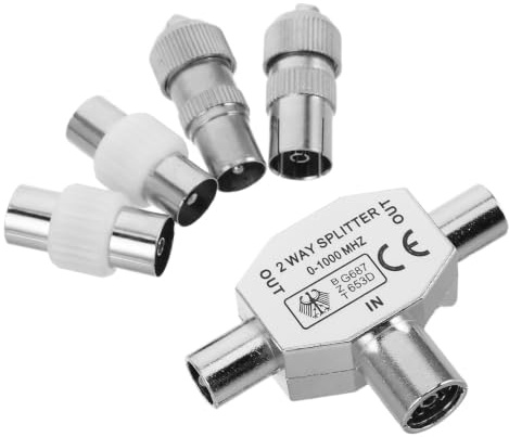 HOMSFOU -way 1-female to 2-male Coaxial Splitter Cable Adapter for Tv Antenna, Made of Sturdy Pe and Zinc Alloy Materials, Easy to Use Silver Coaxial Distributor for Stable Signal