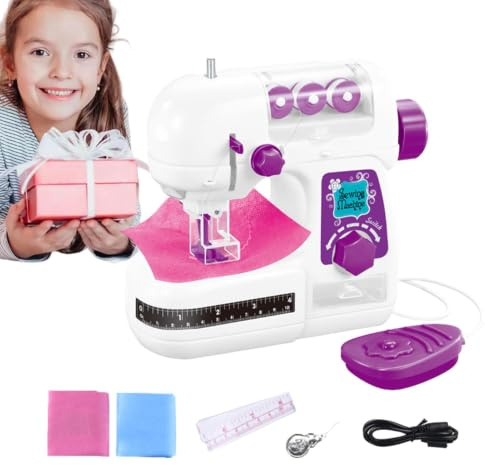 Barnsymaskin,Symaskinleksak för barn Bärbar batteridriven Säker liten | Symaskin Toy Arts Barnleksaker för låtsaslek Konst Leksaker Laga Barn i åldrarna 8-12 Barn Flickor Pojkar Födelsedag