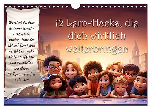 12 Lern-Hacks (Wandkalender 2026 DIN A4 quer), CALVENDO Monatskalender: Wie du am besten Lernen lernst - trotz Schule! (CALVENDO Orte)