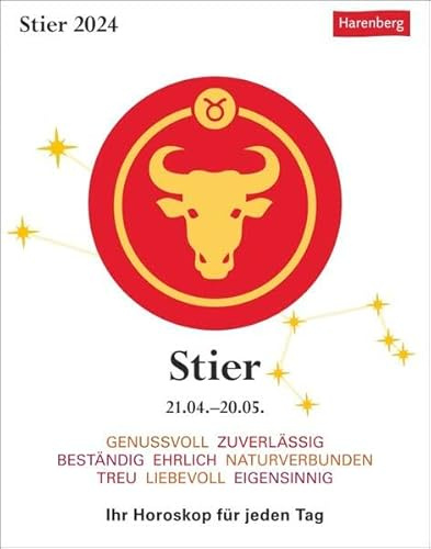 Stier Sternzeichenkalender 2024: Tagesabreißkalender. Tischkalender 2024 mit täglichem Horoskop. Kleiner Kalender mit täglichem Blick in die Sterne: Tagesabreißkalender - Ihr Horoskop für jeden Tag